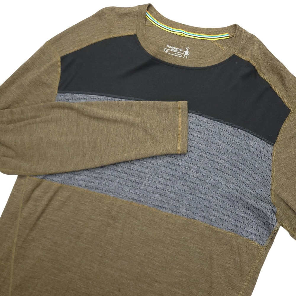 Smartwool Merino 250 Shirt Mens 2XL Brown Long Sleeve Wool Thermal Base Layer